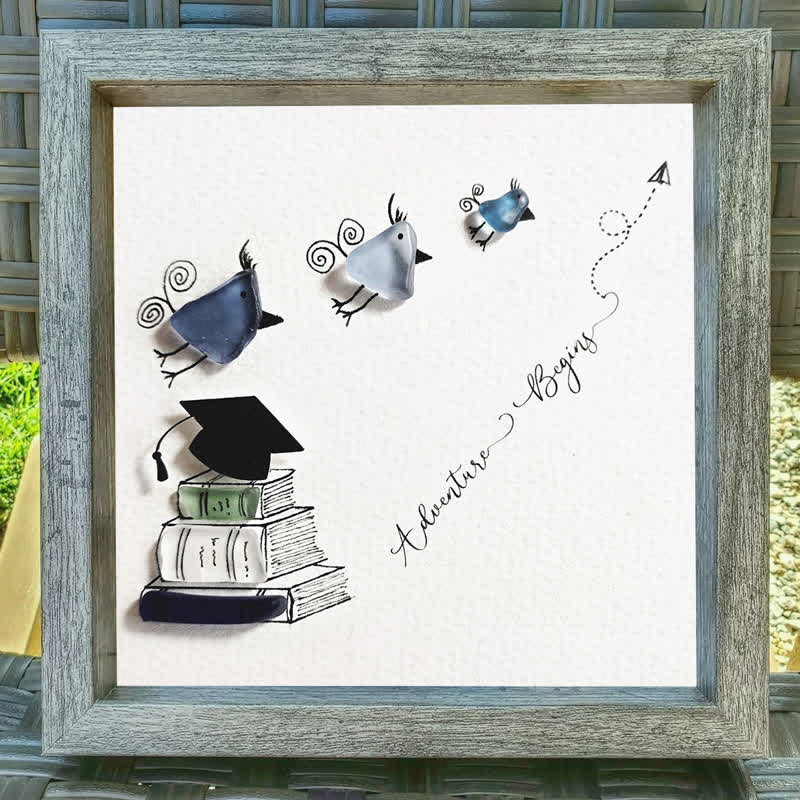 Adventure Begins Graduation Sea Glass Framed Art - image 2