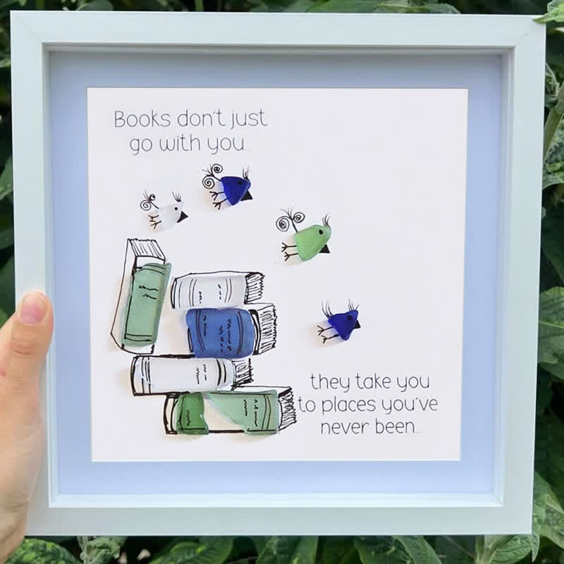 Book Lover Inspirational Quote Sea Glass Framed Art - image 4