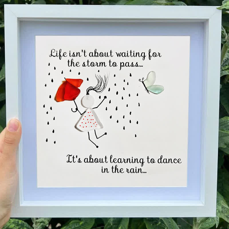 Dance in the Rain Positive Quote Sea Glass Framed Art - image 2