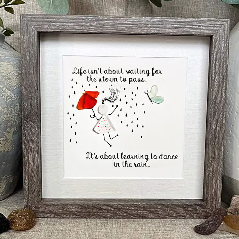 Dance in the Rain Positive Quote Sea Glass Framed Art - image 3