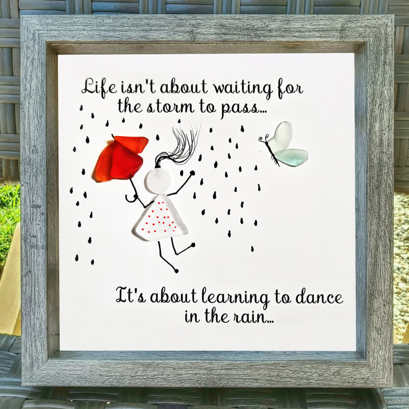 Dance in the Rain Positive Quote Sea Glass Framed Art - image 4