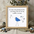 Cheerful Bright Blue Songbird Sea Glass Framed Art - Oak - 8" X 8" - image 8