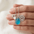 Swirl & Star Pearl Accents Aqua Sea Glass Necklace - image 5