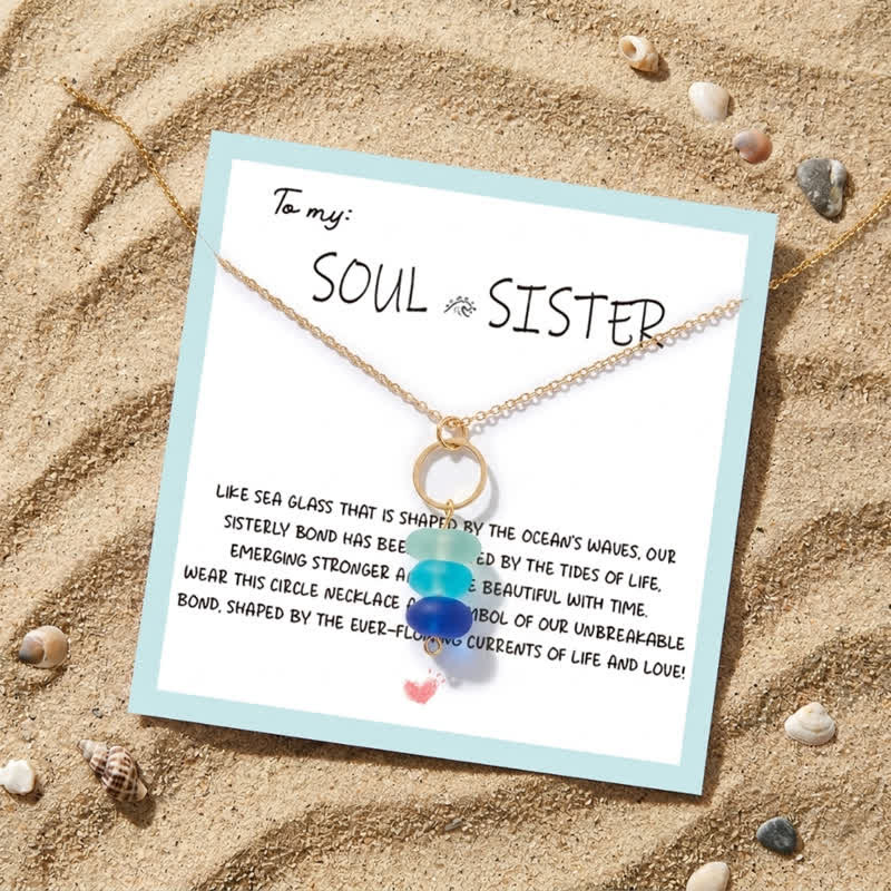 Ocean Gradient Blue Sea Glass Gold Chain Necklace - image 3