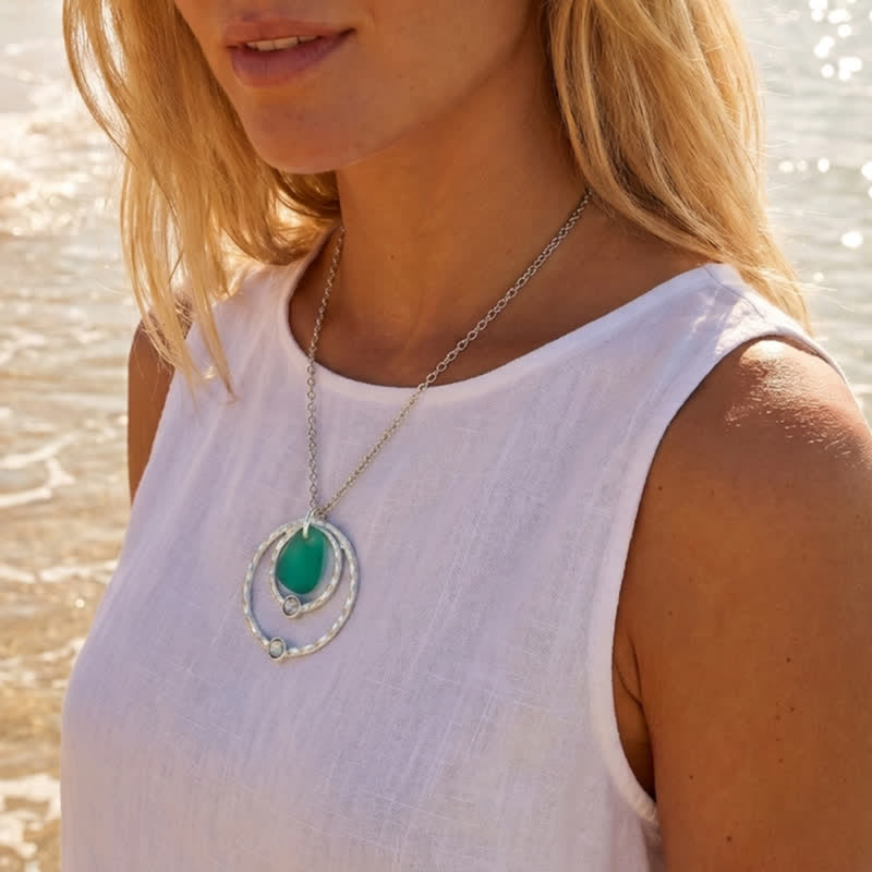Tidal Rings Beachside Whisper Light Green Sea Glass Necklace - image 1