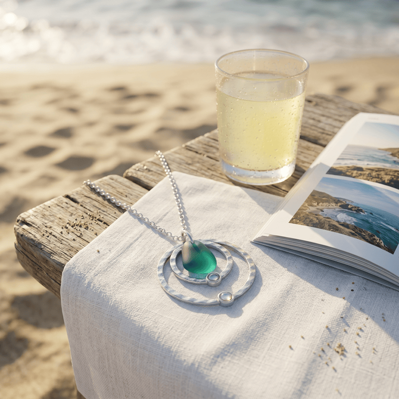 Tidal Rings Beachside Whisper Light Green Sea Glass Necklace - image 7
