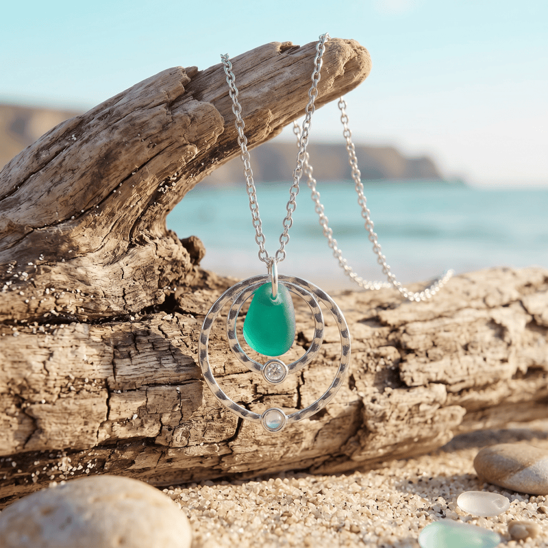 Tidal Rings Beachside Whisper Light Green Sea Glass Necklace - image 2
