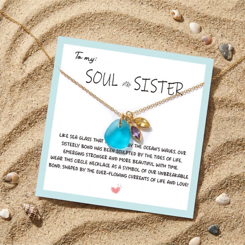 Sunset Tides Amethyst & Citrine Turquoise Sea Glass Necklace - image 3