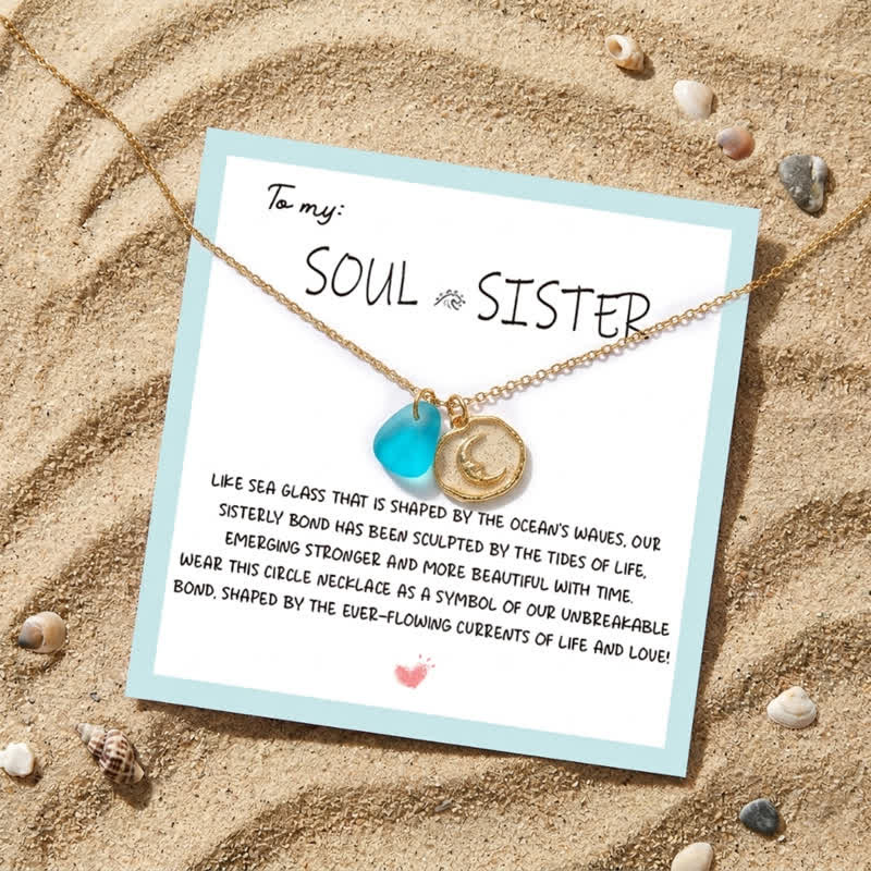 Night At The Shore Moonlit Charm Aqua Sea Glass Necklace - image 2
