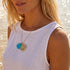 Glitter Starburst Pendant Aqua Sea Glass Necklace - image 5