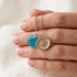 Glitter Starburst Pendant Aqua Sea Glass Necklace - image 4