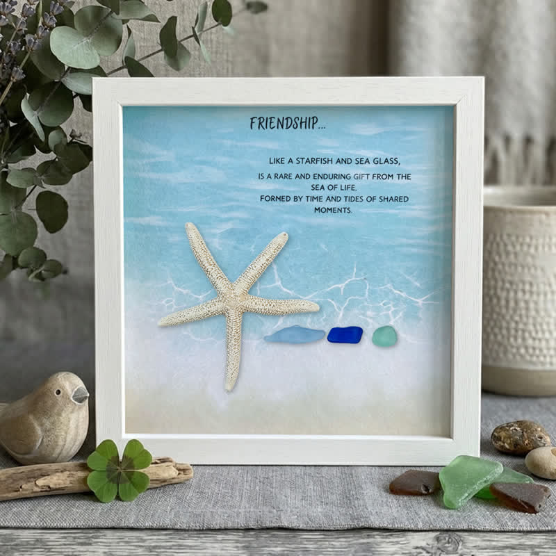 The Sea of Life Friendship Starfish Sea Glass Framed Art - White - 8" X 8" - image 9