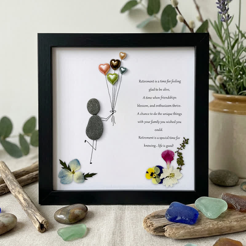Retirement Is A Time To Thrive Sea Glass Framed Art - Black - 8" X 8" - image 8