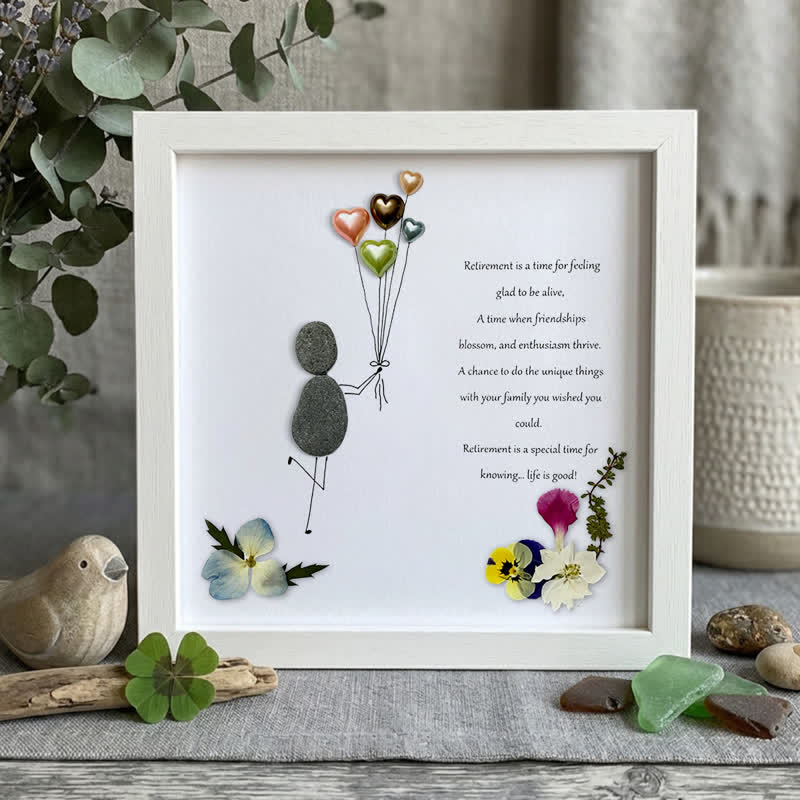 Retirement Is A Time To Thrive Sea Glass Framed Art - White - 8" X 8" - image 9