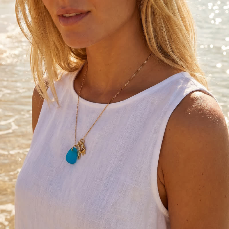 Birthstone Color & Quantity Customizable Sea Glass Necklace - image 8