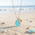 Birthstone Color & Quantity Customizable Sea Glass Necklace - Aqua - image 0