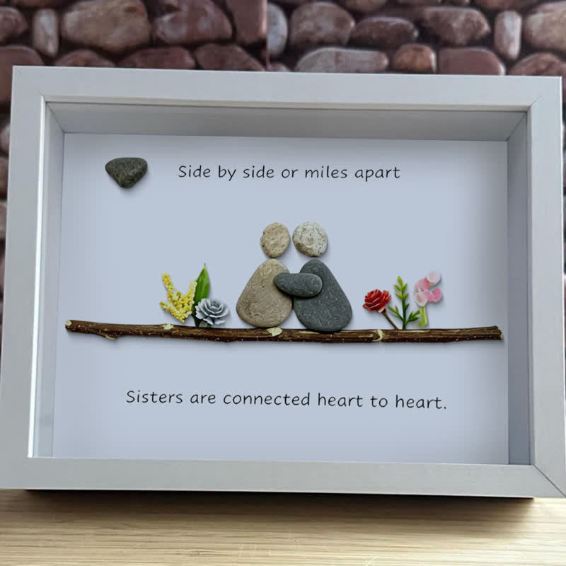 Heart-to-Heart Sister Bond Family Sea Glass Framed Art - image 3