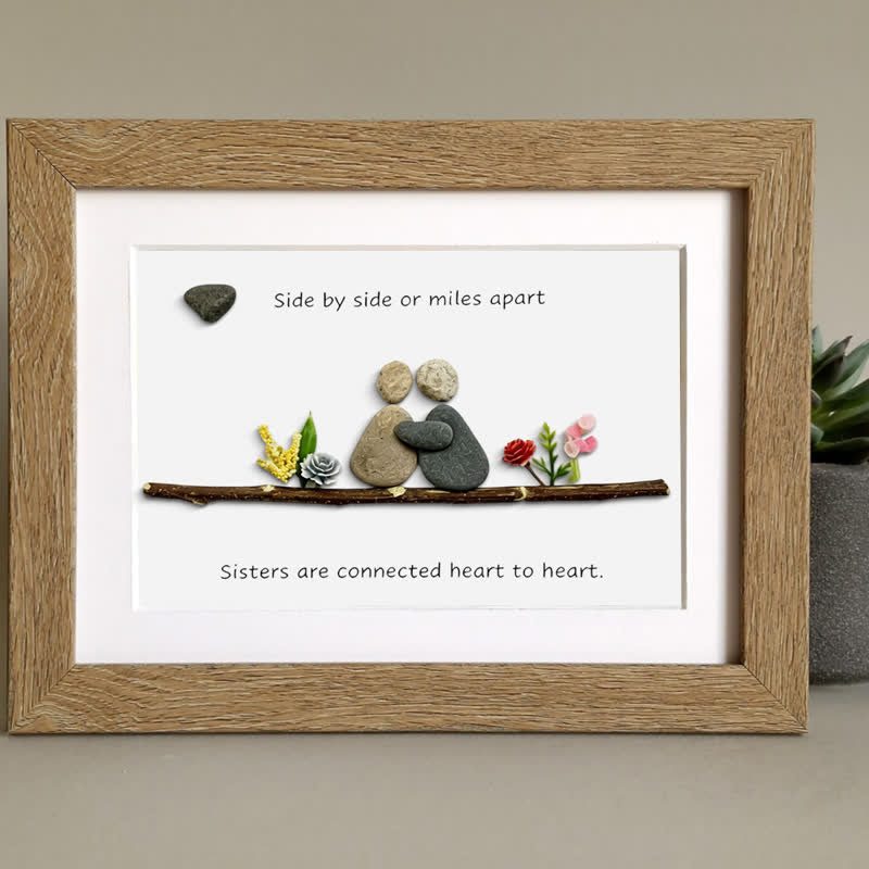 Heart-to-Heart Sister Bond Family Sea Glass Framed Art - image 5