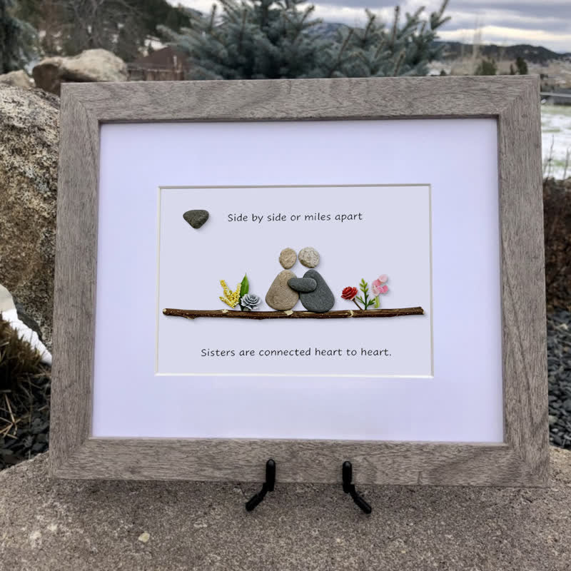 Heart-to-Heart Sister Bond Family Sea Glass Framed Art - image 2