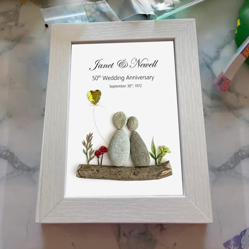 Heartfelt Customizable Couple Anniversary Sea Glass Framed Art - image 3