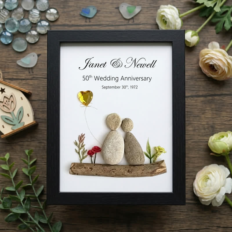 Heartfelt Customizable Couple Anniversary Sea Glass Framed Art - Black - 8" X 6" - image 7