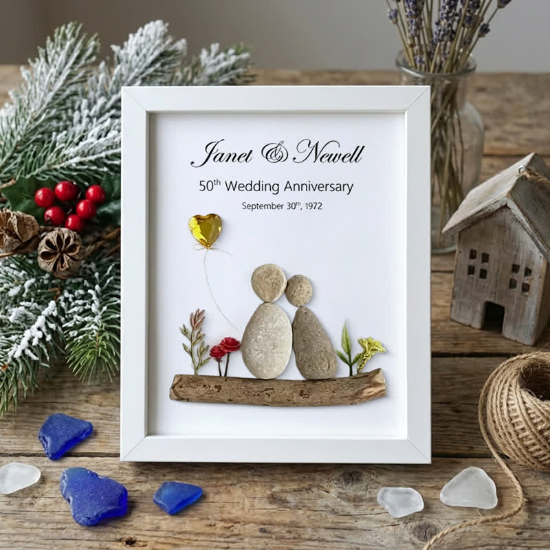Heartfelt Customizable Couple Anniversary Sea Glass Framed Art - White - 8" X 6" - image 8