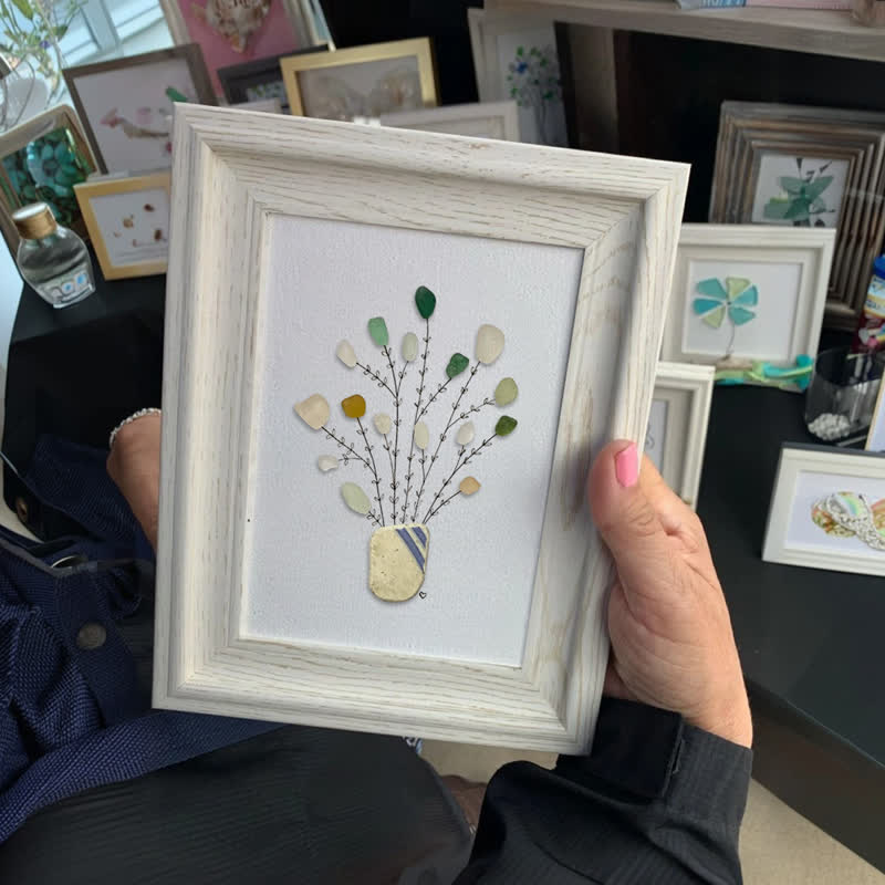 Minimalist Flower Vase Sea Glass Framed Art - image 2