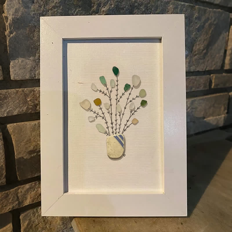 Minimalist Flower Vase Sea Glass Framed Art - image 4