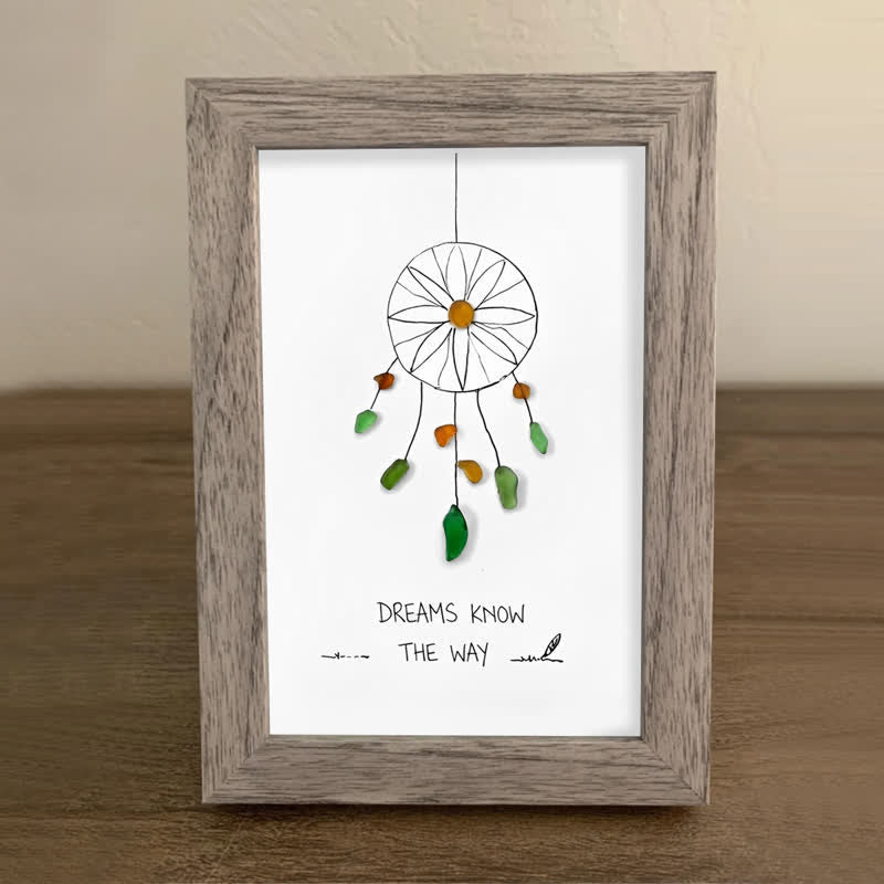 "Dreams Know The Way" Dreamcatcher Sea Glass Framed Art - image 4