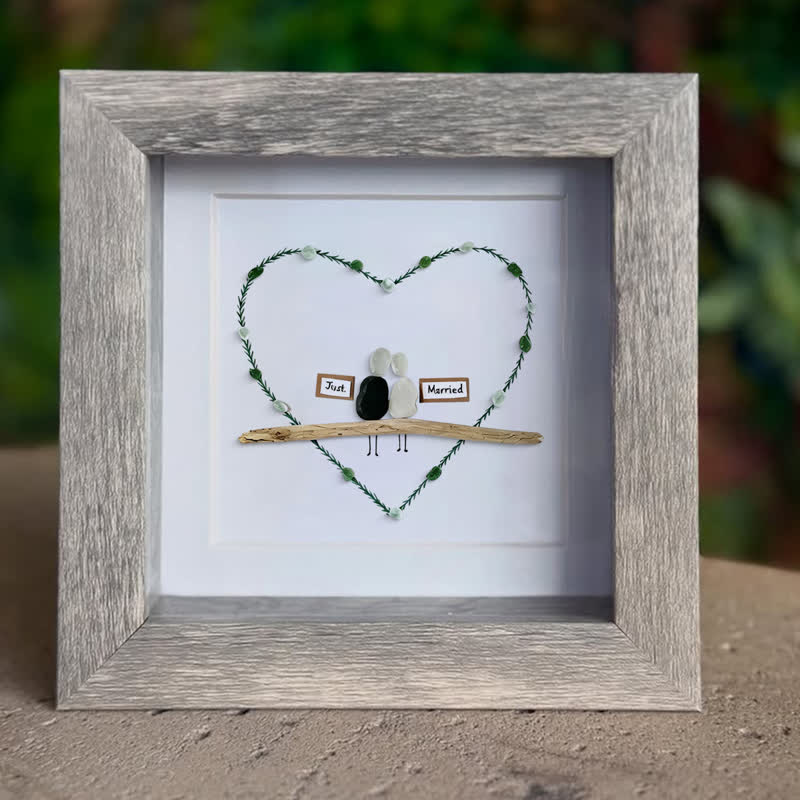 Bridal Shower & Wedding "Just Married" Sea Glass Framed Art - image 6