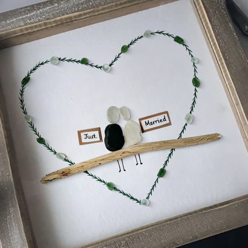 Bridal Shower & Wedding "Just Married" Sea Glass Framed Art - image 2