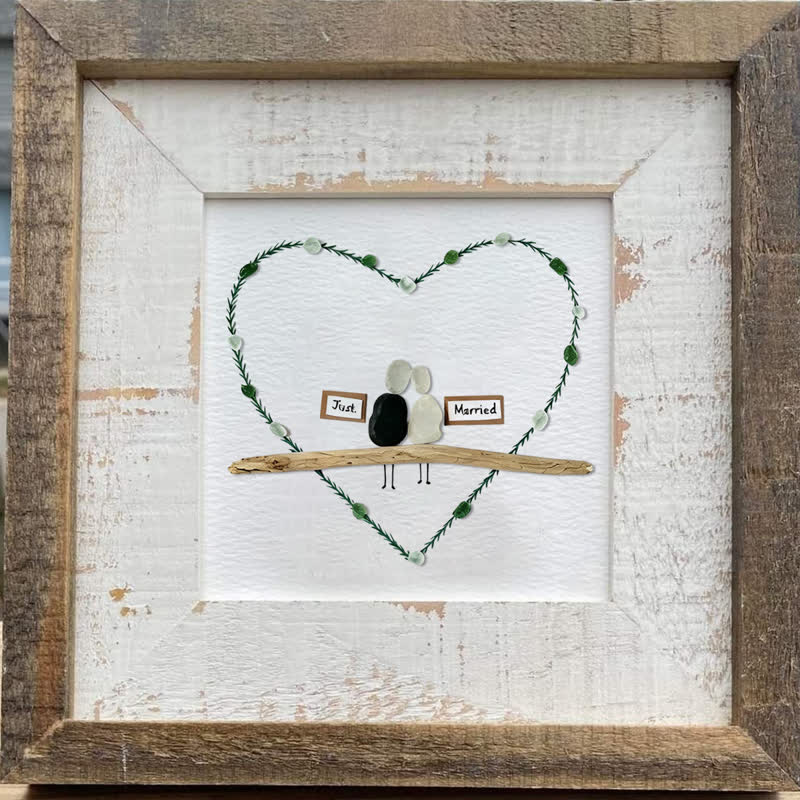 Bridal Shower & Wedding "Just Married" Sea Glass Framed Art - image 3