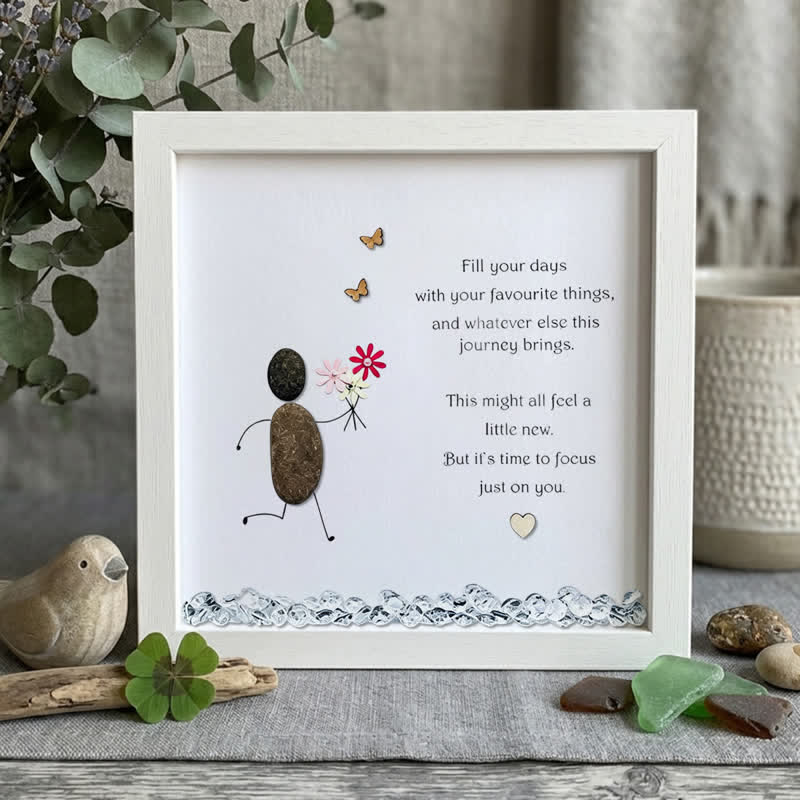 Meaningful Self-Love Uplifting Quote Sea Glass Framed Art - White - 8" X 8" - image 9