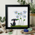 Cute Puppy & Flower Garden Sea Glass Framed Art - Black Dog - Black - 8" X 8" - image 10