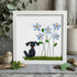 Cute Puppy & Flower Garden Sea Glass Framed Art - Black Dog - White - 8" X 8" - image 11