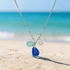 Ocean Wave Charm Cobalt & Aqua Sea Glass Necklace - Silver - image 0