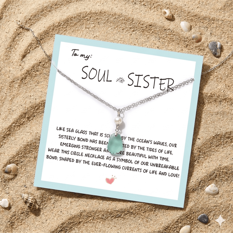 Delicate Seafoam Sea Glass Necklace With Pearl - image 2