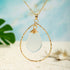 Elegant Gold-Tone Teardrop Hoop Sea Glass Necklace - White - image 7