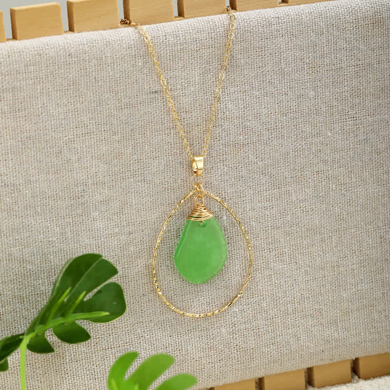 Elegant Gold-Tone Teardrop Hoop Sea Glass Necklace - image 5