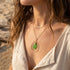 Elegant Gold-Tone Teardrop Hoop Sea Glass Necklace - image 1