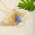 Elegant Gold-Tone Teardrop Hoop Sea Glass Necklace - Blue - image 8