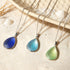Silver Framed Teardrop Sea Glass Pendant Necklace - image 0