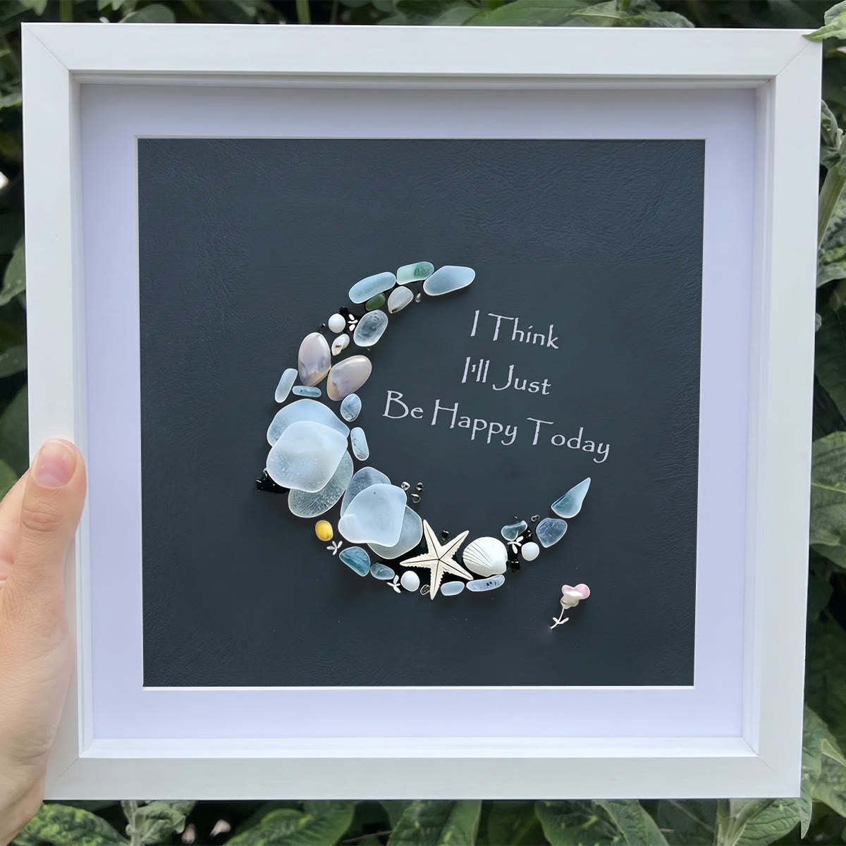 Be Happy Today Crescent Moon Sea Glass Framed Art - image 4