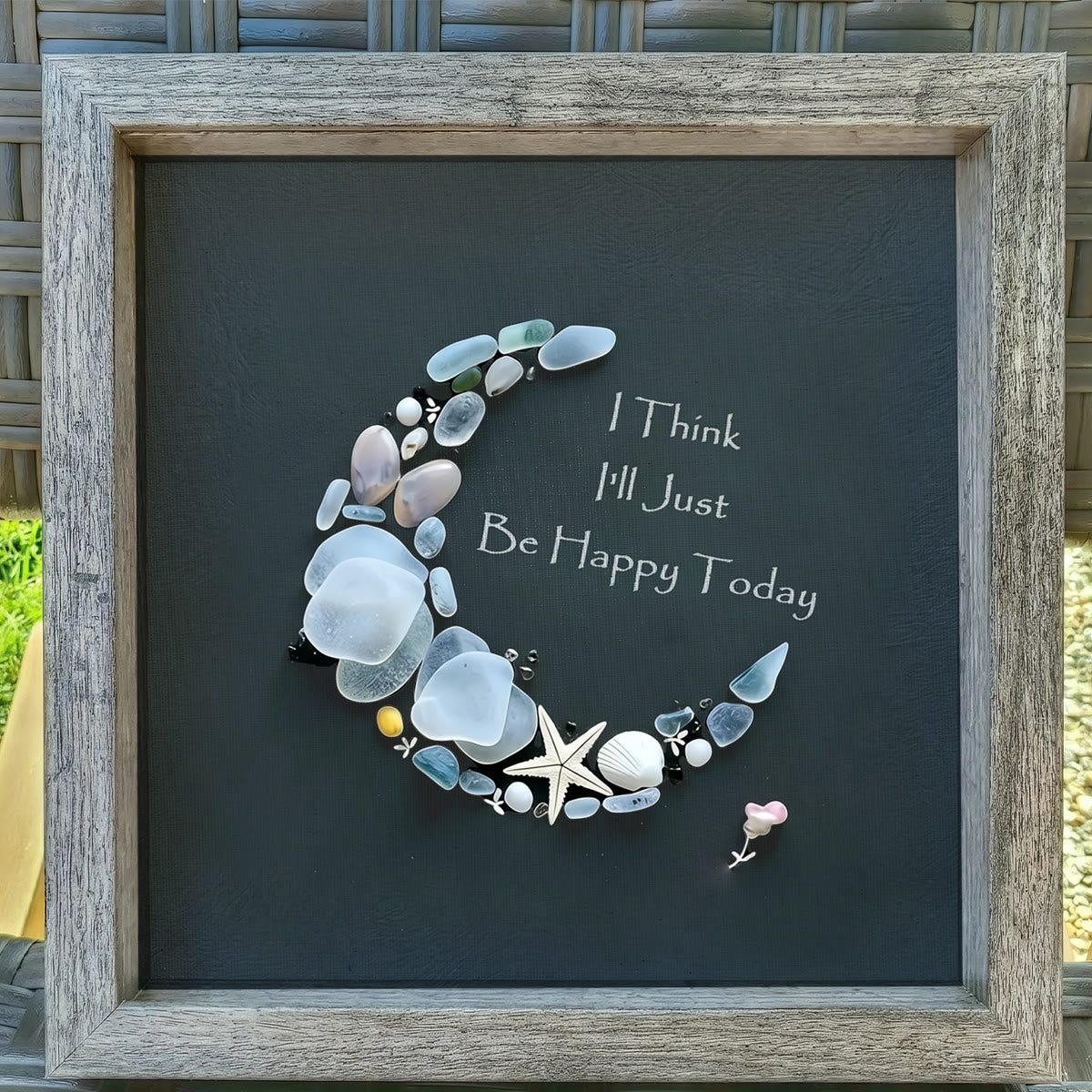 Be Happy Today Crescent Moon Sea Glass Framed Art - image 0