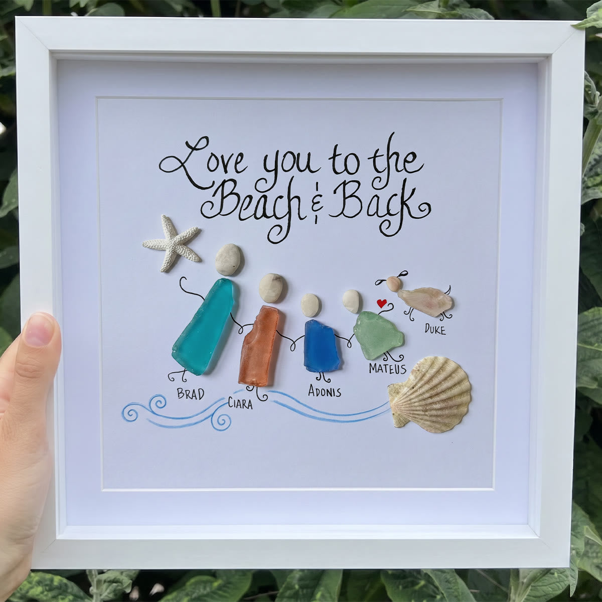 Love You to the Beach & Back Custom Name Sea Glass Framed Art - image 4