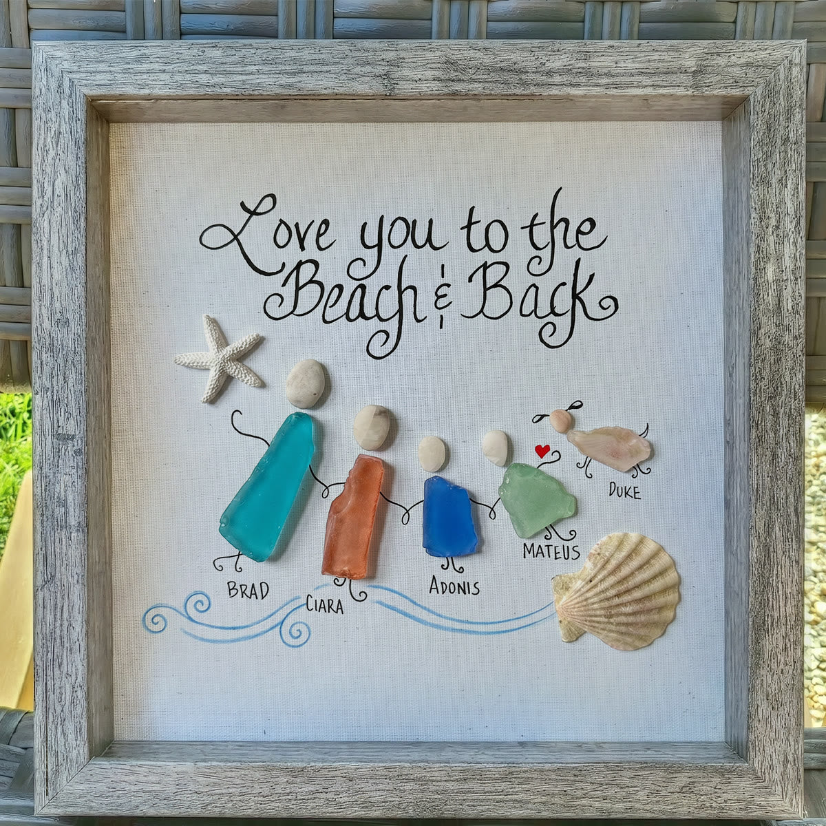 Love You to the Beach & Back Custom Name Sea Glass Framed Art - image 3