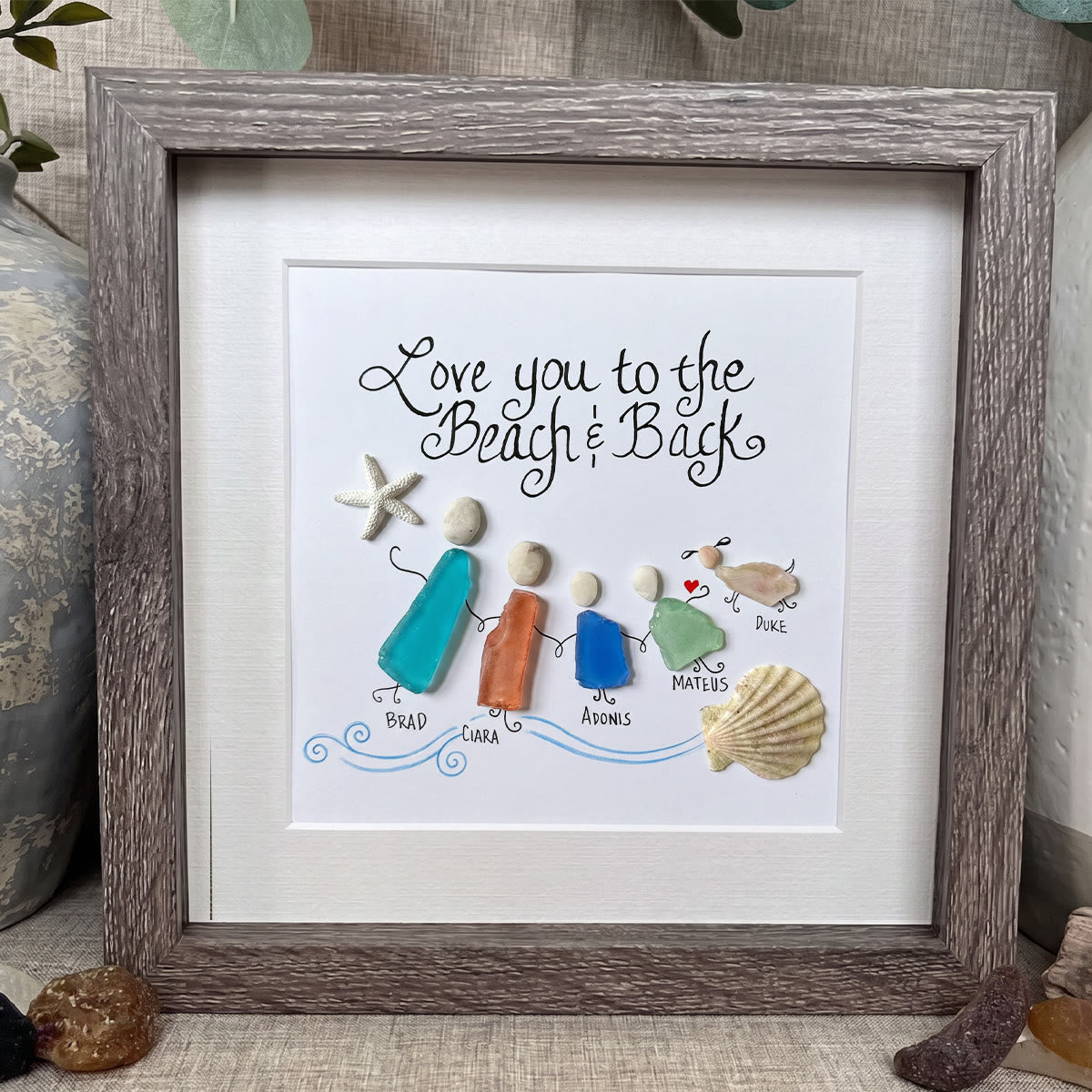 Love You to the Beach & Back Custom Name Sea Glass Framed Art - image 2
