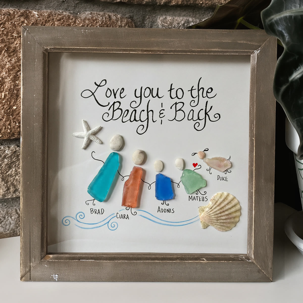 Love You to the Beach & Back Custom Name Sea Glass Framed Art - image 0