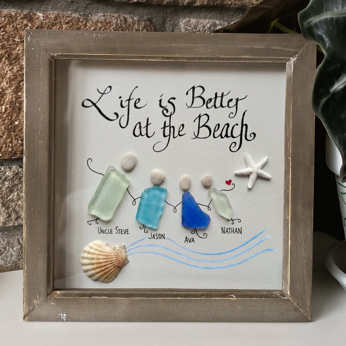 Life Is Better At The Beach Custom Family Name Sea Glass Framed Art - image 4