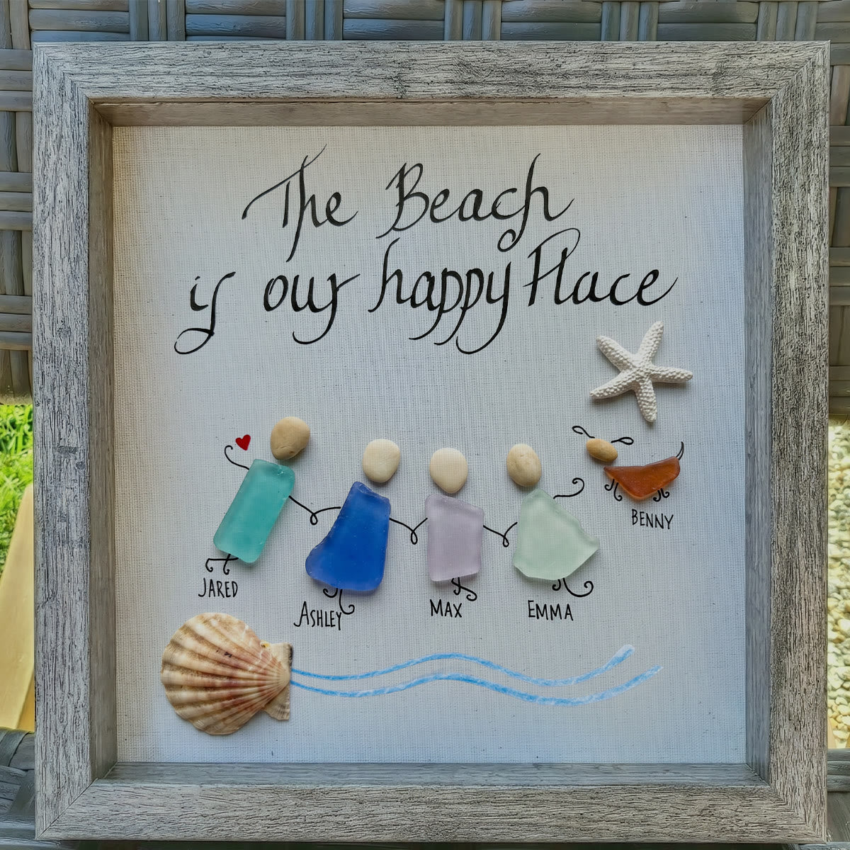 Our Happy Place Custom Family Name Sea Glass Framed Art - image 2
